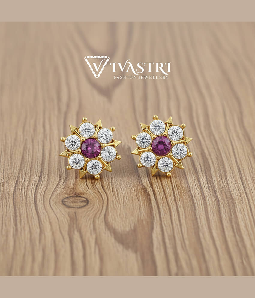 VIVASTRI Golden Stud Earrings ( Pack of 1 ) - Earrings | Buy online on ZillyBuy