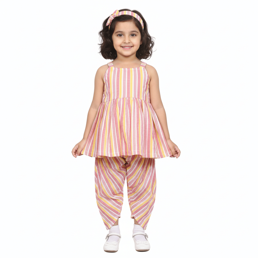 harshvardhanmart.com Pack of 2 Baby Girls 100% Cotton Shirt & Pant ( Multicolor )