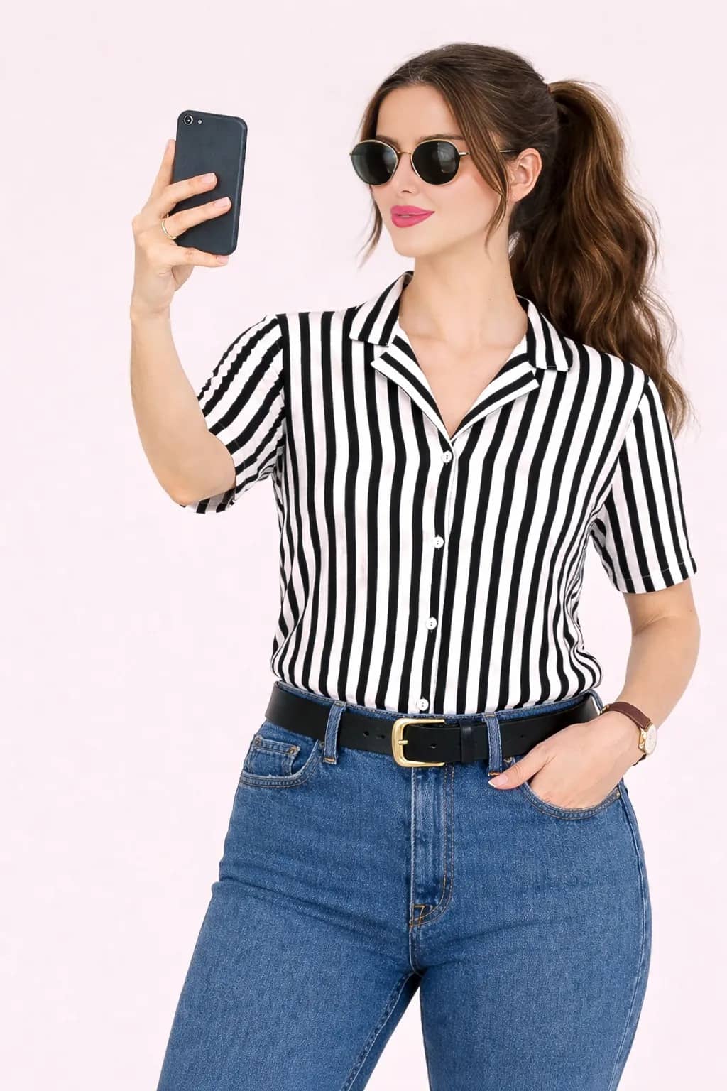 wanquila Women Cotton Shirt ( Black )