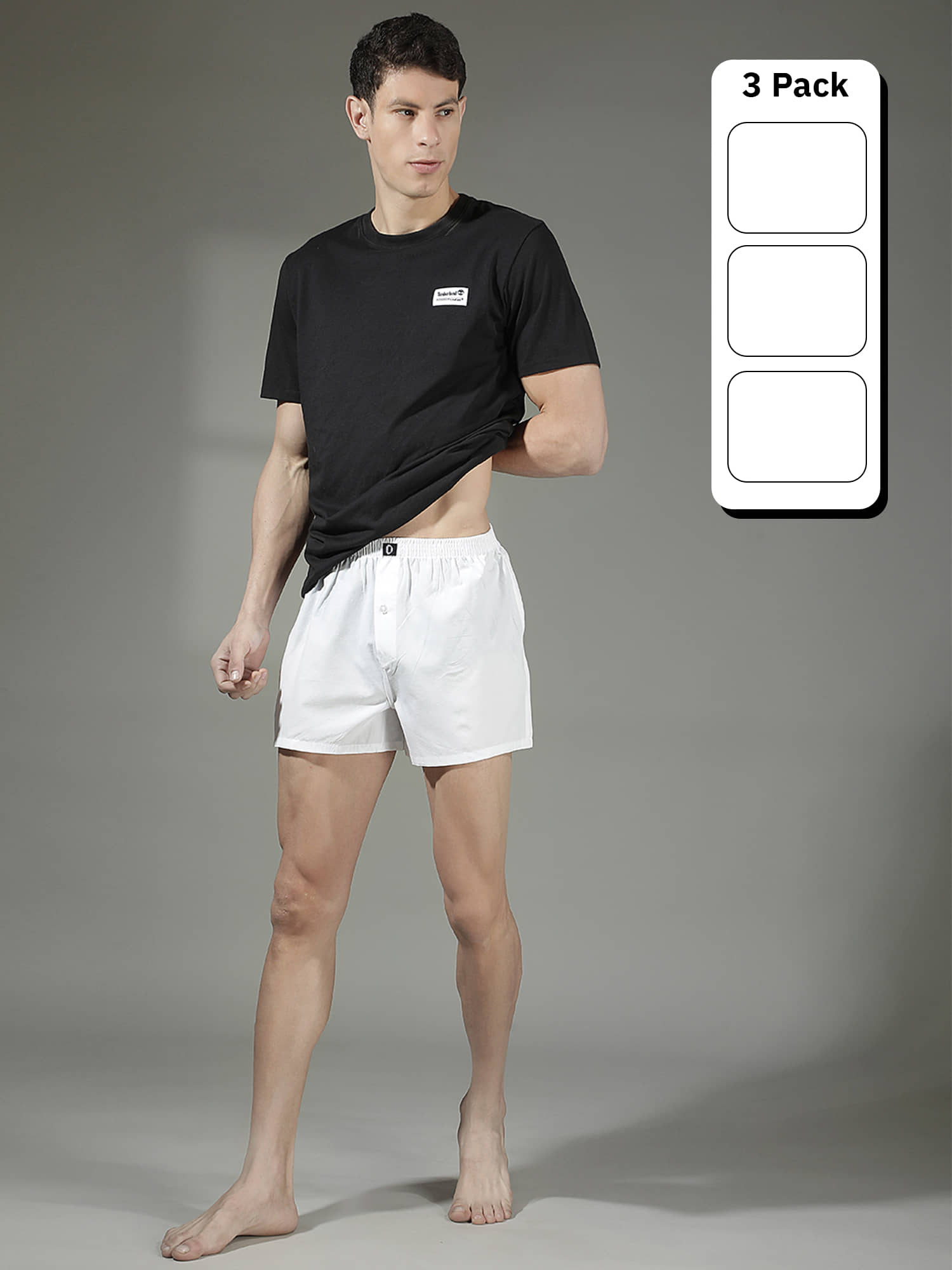 Dollar Pack of 3 Cotton Blend Boxers For Men's ( White )