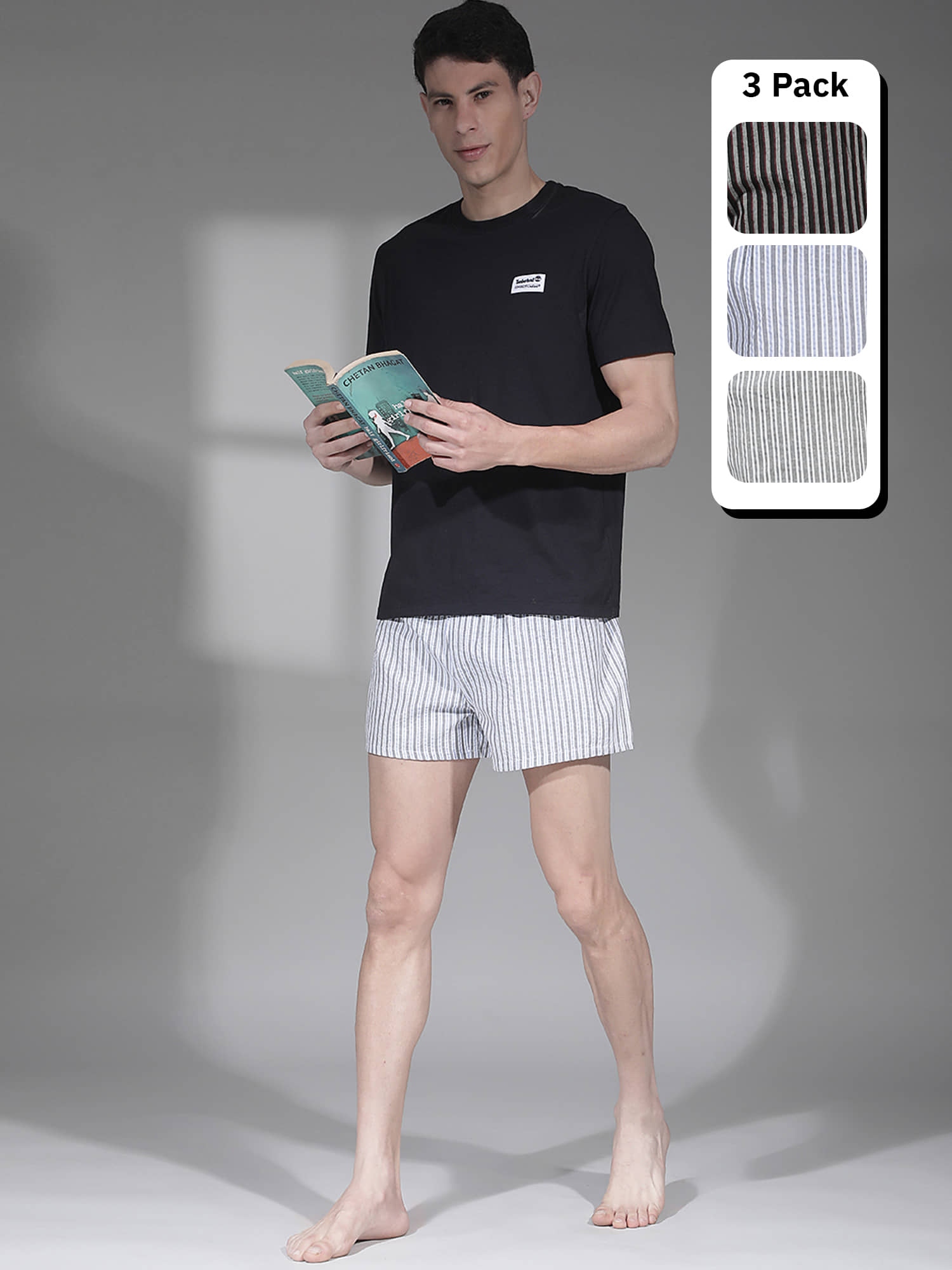 Dollar Pack of 3 Cotton Blend Boxers For Men's ( Assorted 1 )