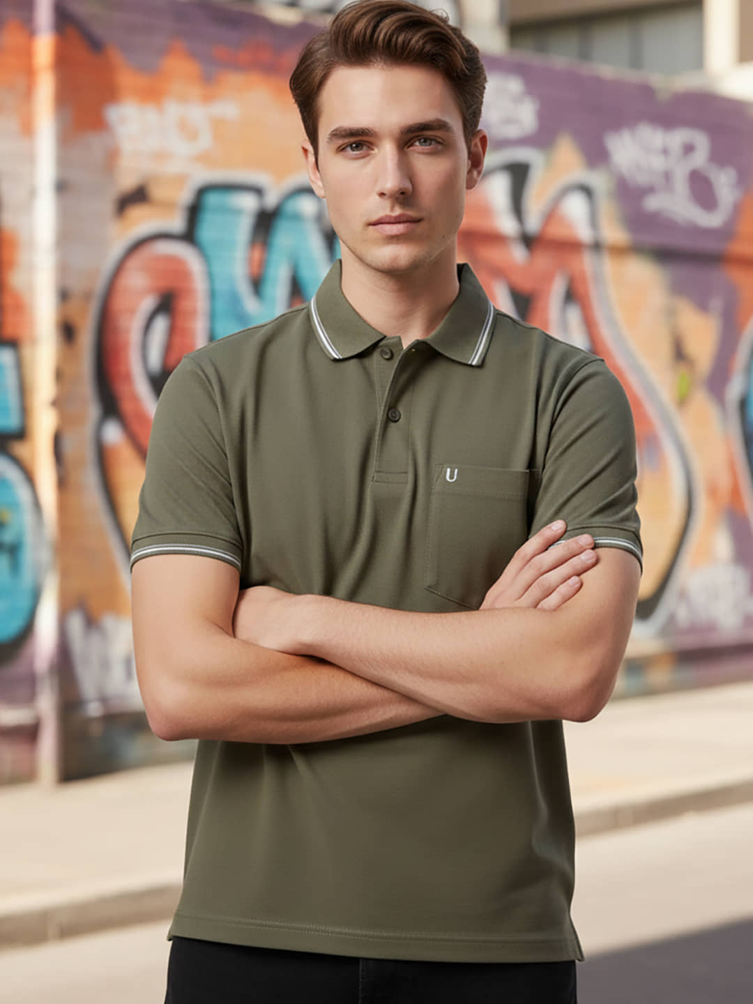 UNIBERRY Men Cotton Blend Regular Fit Solid Polo T Shirt ( Brown )
