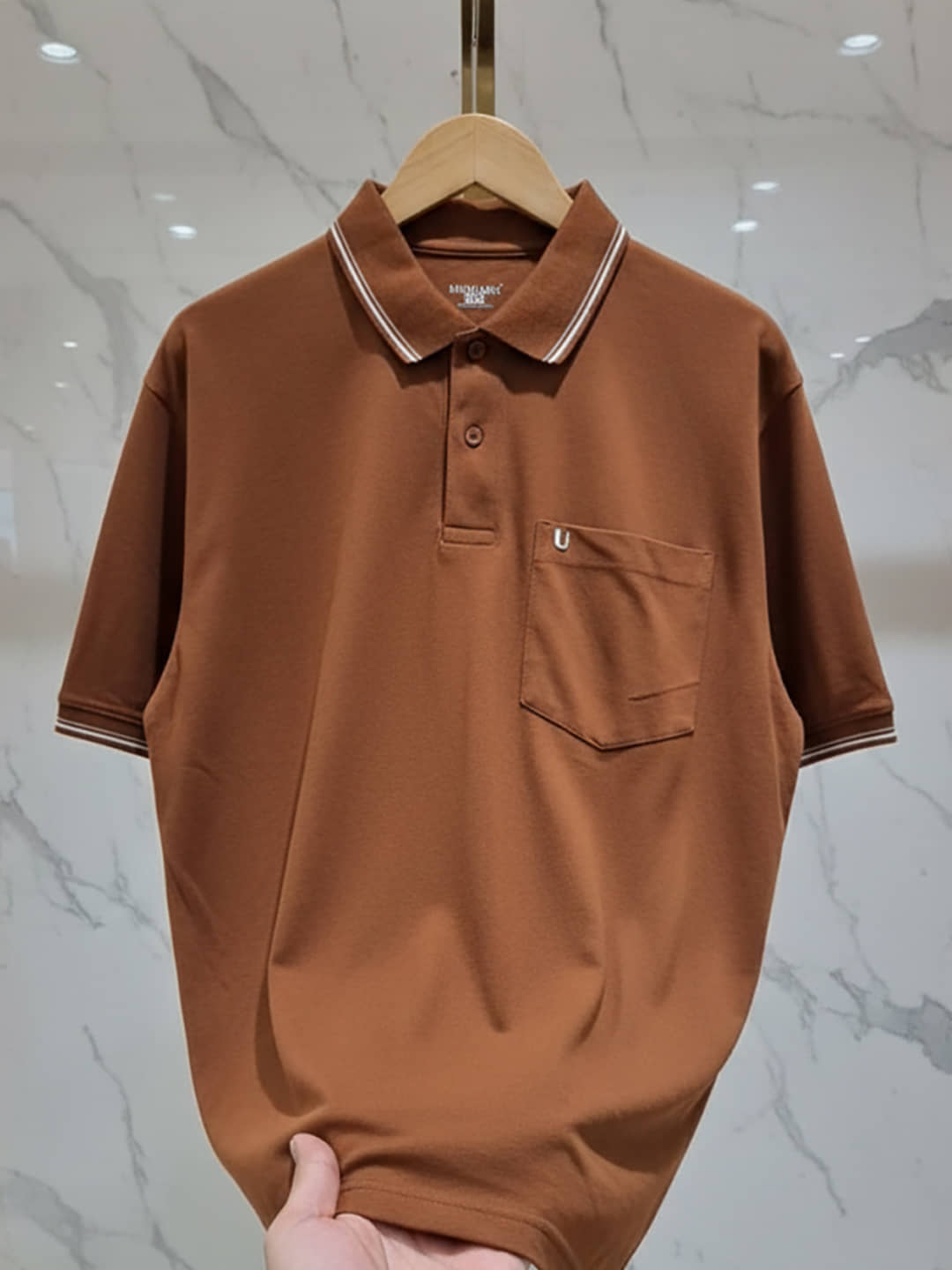 UNIBERRY Men Cotton Blend Regular Fit Solid Polo T Shirt ( Brown )