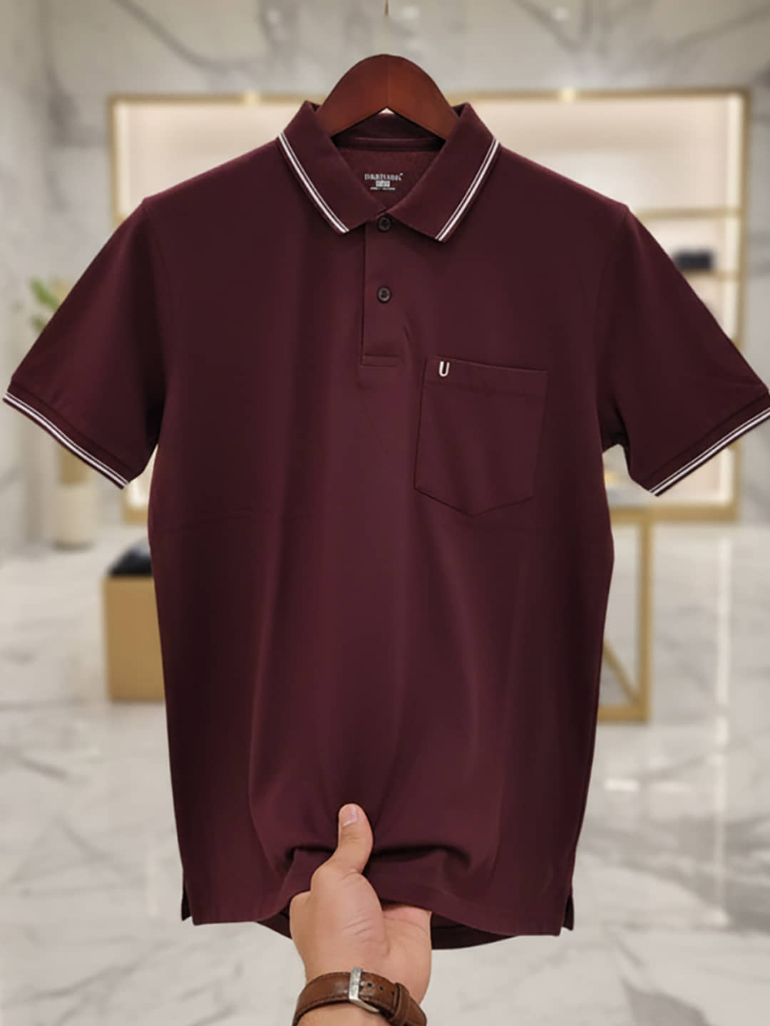 UNIBERRY Men Cotton Blend Regular Fit Solid Polo T Shirt ( Maroon )