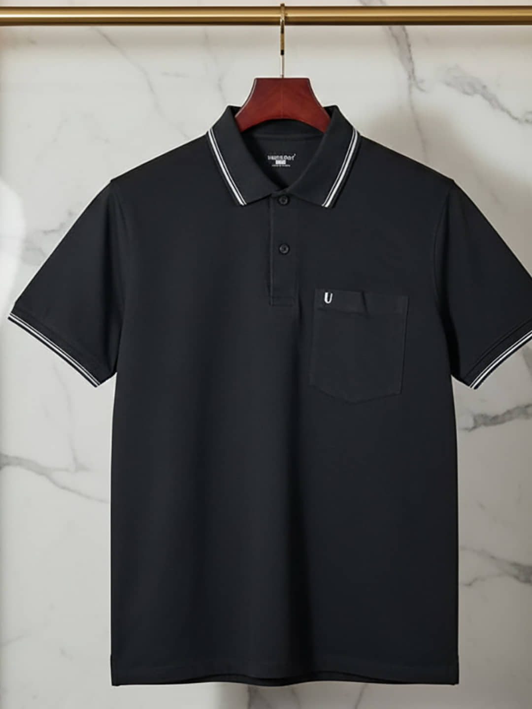 UNIBERRY Men Cotton Blend Regular Fit Solid Polo T Shirt ( Black )