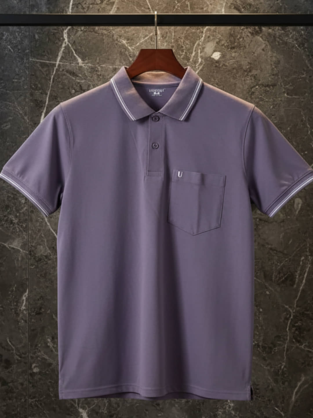 UNIBERRY Men Cotton Blend Regular Fit Solid Polo T Shirt ( Lavender )