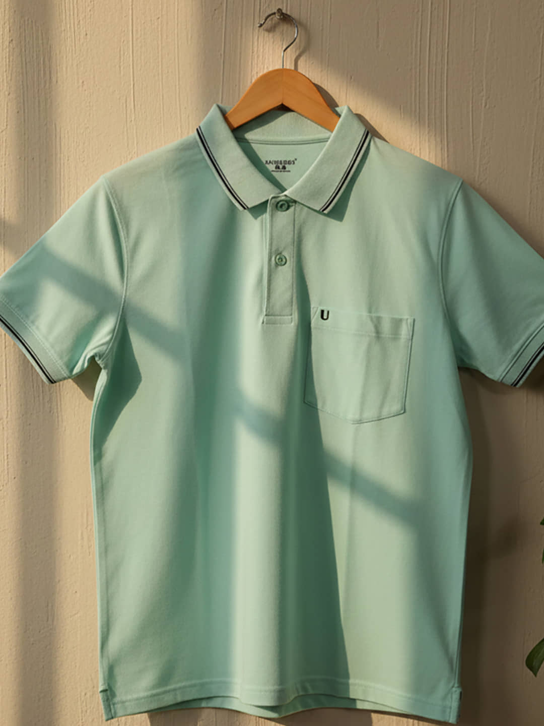 UNIBERRY Men Cotton Blend Regular Fit Solid Polo T Shirt ( Mint Green )