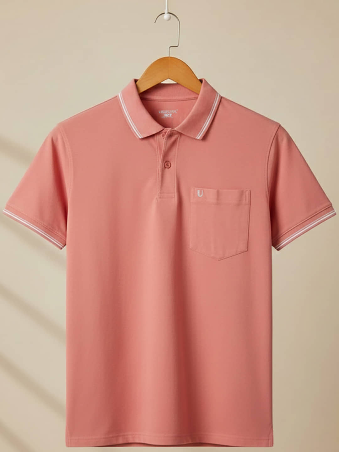 UNIBERRY Men Cotton Blend Regular Fit Solid Polo T Shirt ( Peach )