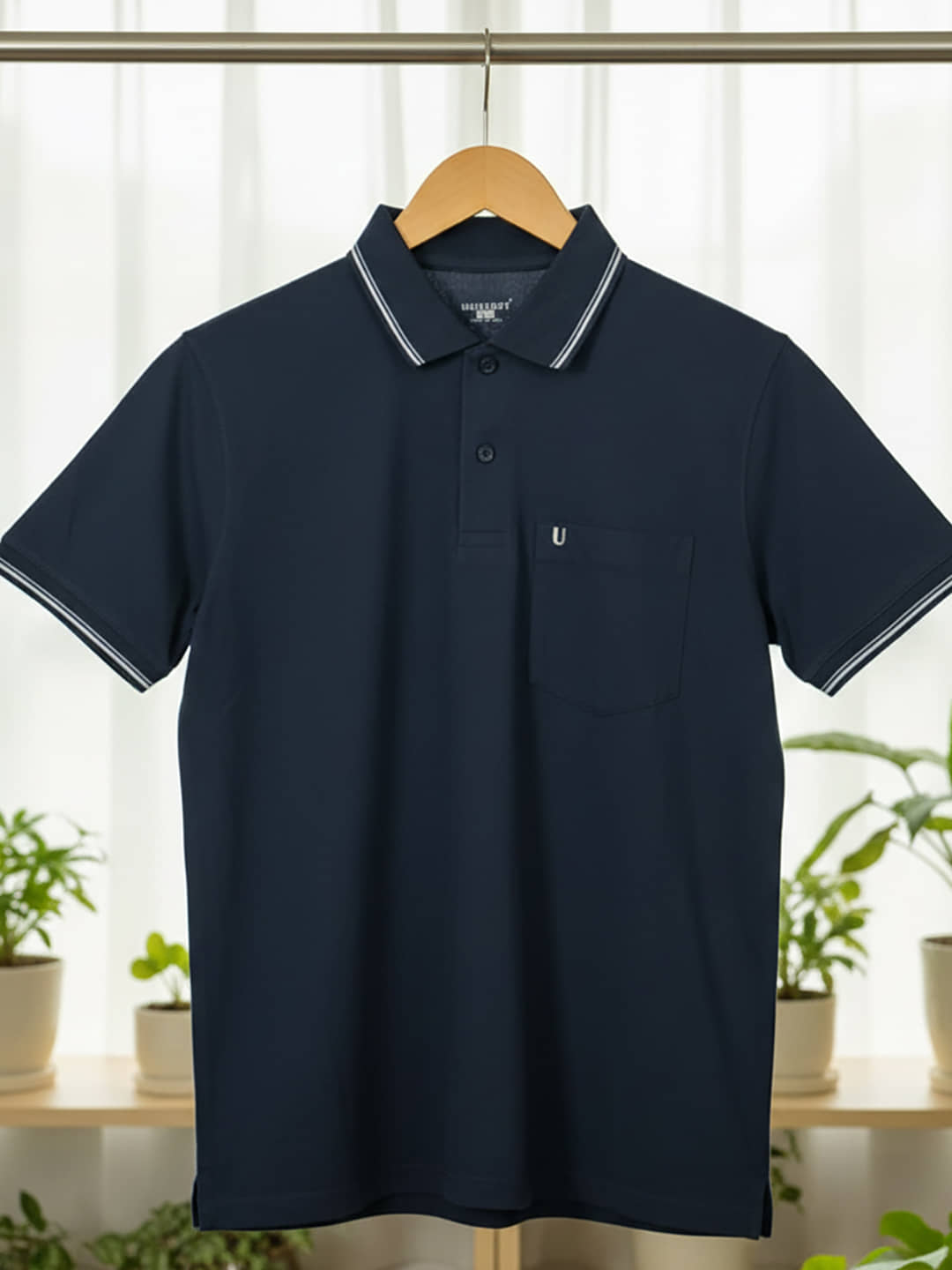 UNIBERRY Men Cotton Blend Regular Fit Solid Polo T Shirt ( Navy )