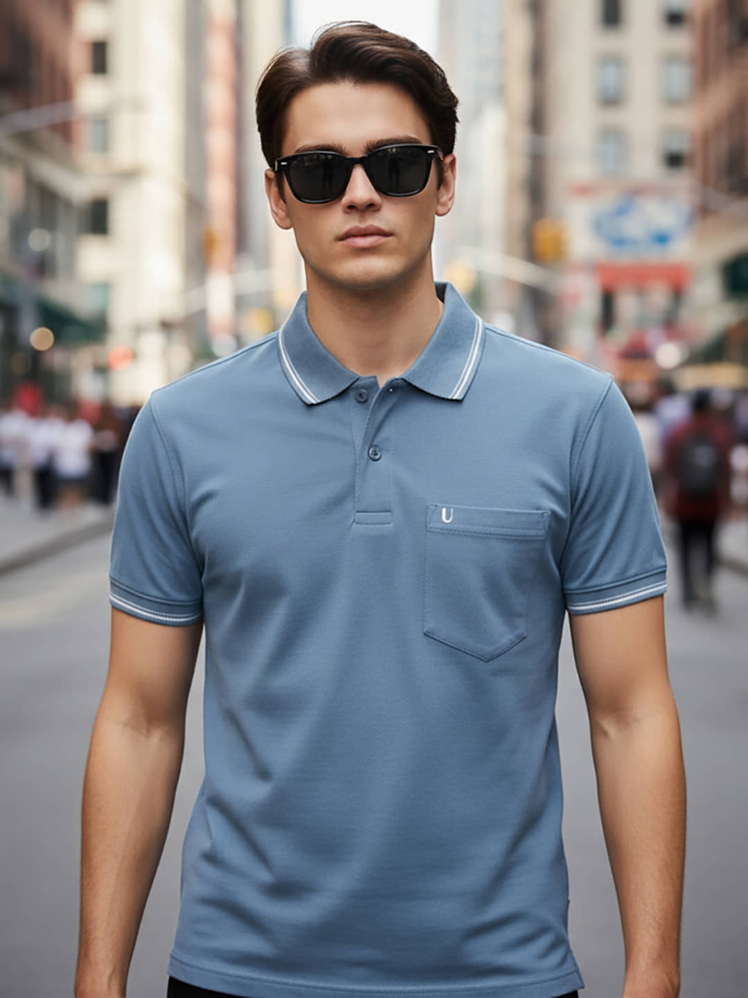 UNIBERRY Men Cotton Blend Regular Fit Solid Polo T Shirt ( Grey )