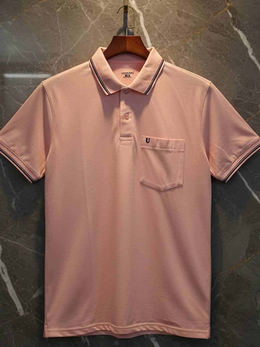 UNIBERRY Men Cotton Blend Regular Fit Solid Polo T Shirt ( Pink )