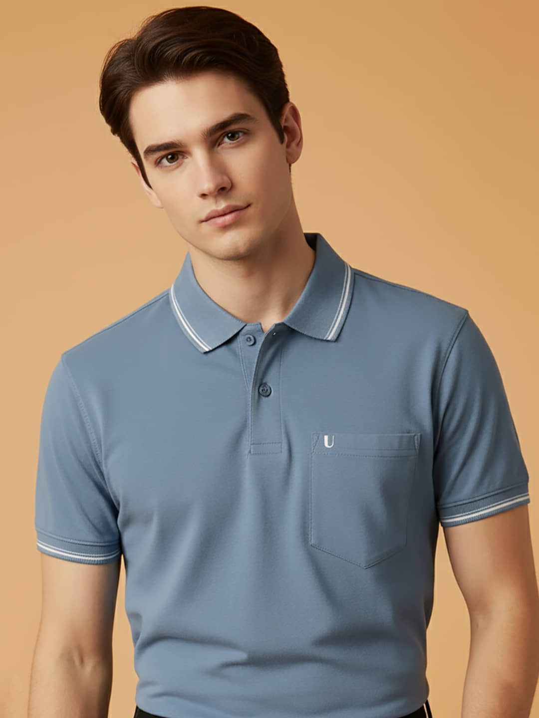 UNIBERRY Men Cotton Blend Regular Fit Solid Polo T Shirt ( Grey )