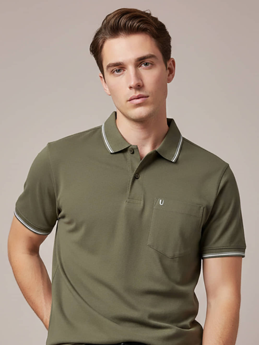 UNIBERRY Men Cotton Blend Regular Fit Solid Polo T Shirt ( Brown )