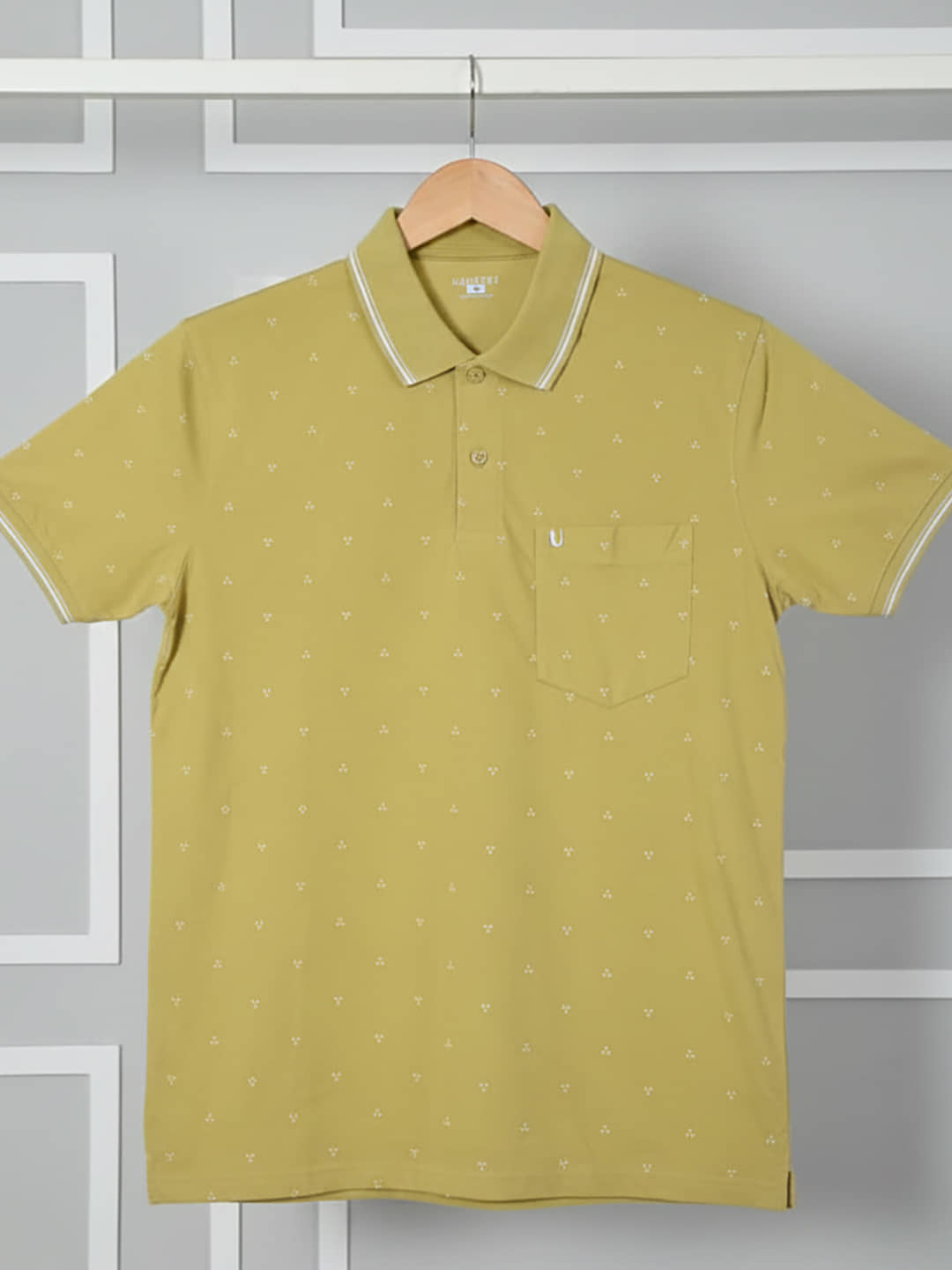 UNIBERRY Men Cotton Blend Regular Fit Printed Polo T Shirt ( Yellow )