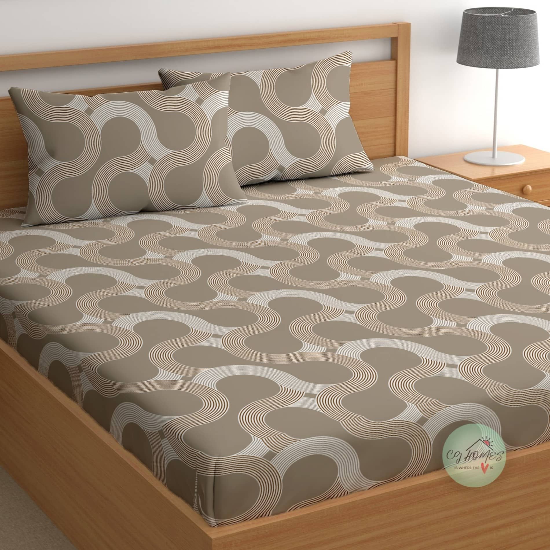 CG HOMES Brown Microfiber 1 Double Bedsheet with 2 Pillow Covers ( 220 cm x 220 cm )