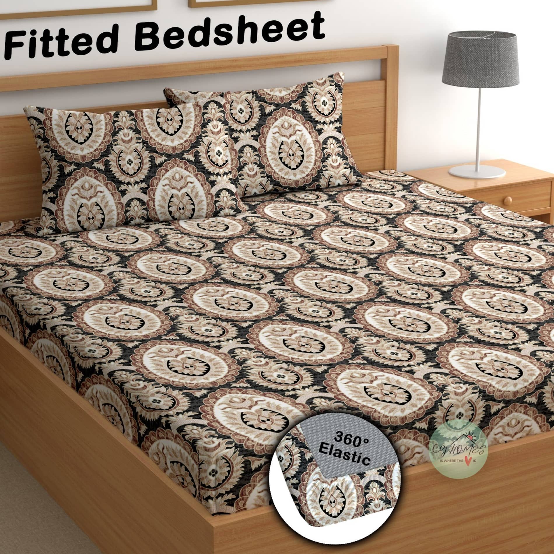 CG HOMES Microfibre 1 Double Fitted Bedsheet with 2 Pillow Covers ( 220 cm x 220 cm ) , Gray