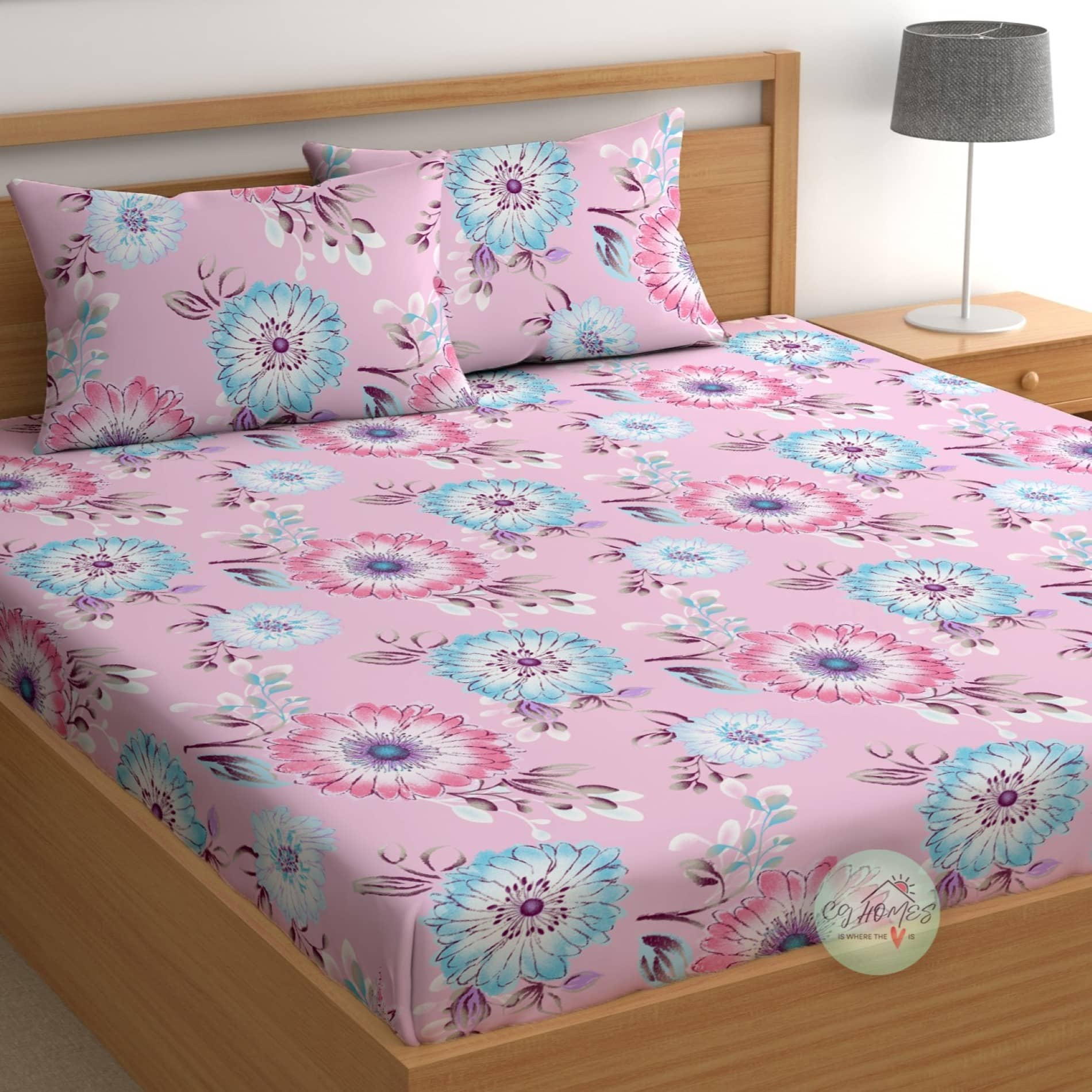 CG HOMES Pink Microfiber 1 Double Bedsheet with 2 Pillow Covers ( 220 cm x 220 cm )
