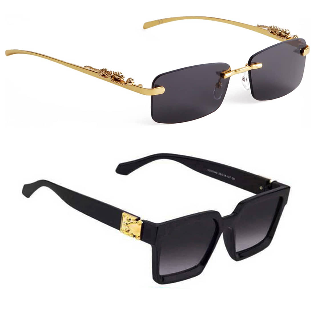 Elligator Gold Rectangular Sunglasses ( Pack of 2 ) - Sunglasses | Buy online on ZillyBuy