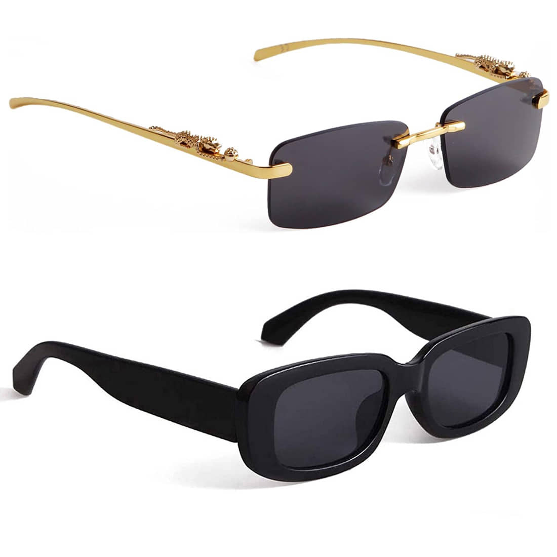 Elligator Gold Rectangular Sunglasses ( Pack of 2 ) - Sunglasses | Buy online on ZillyBuy