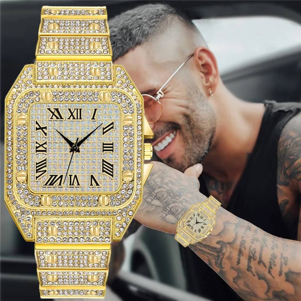 Rhonium Gold Metal Analog Men's Watch