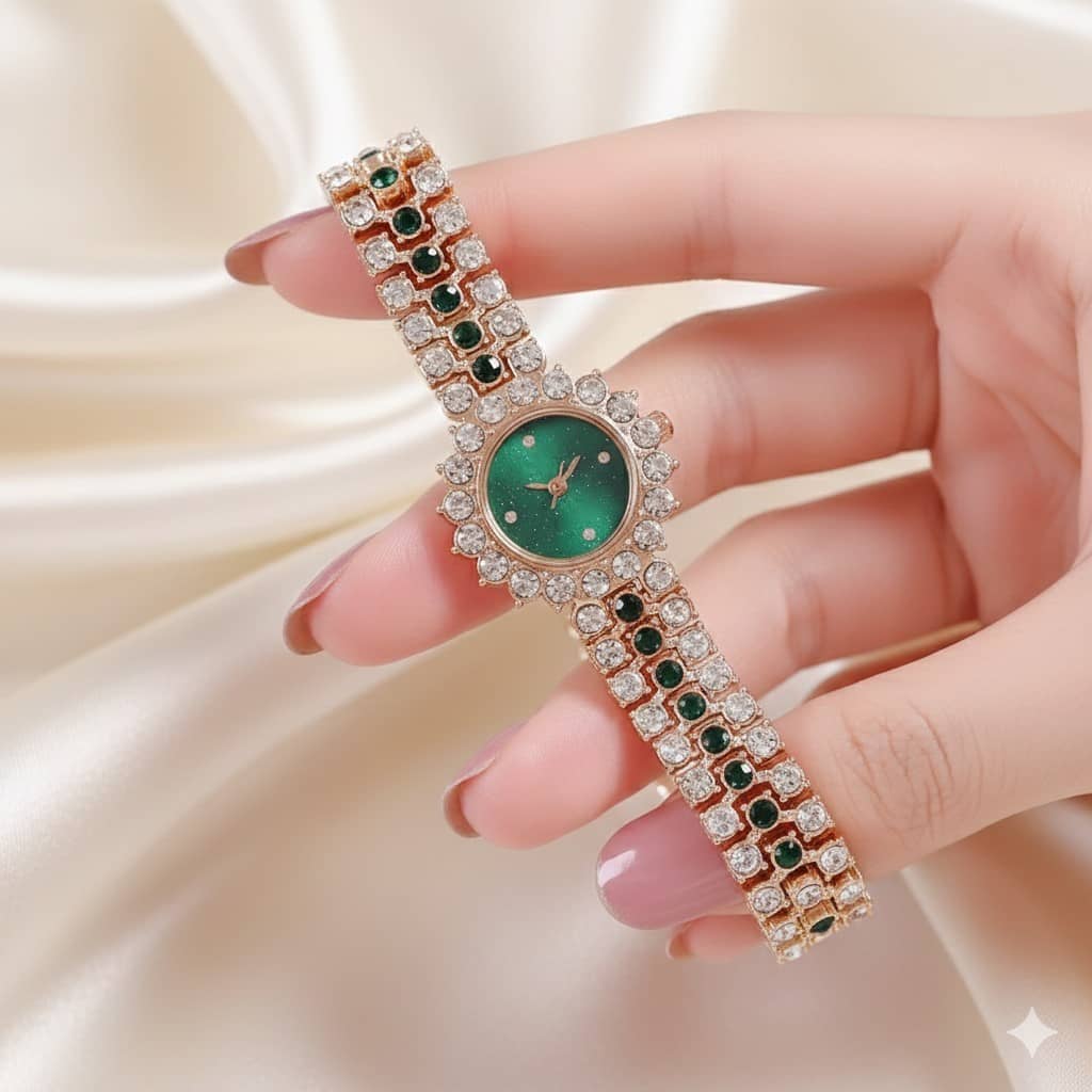Rhonium Gold Metal Analog Womens Watch