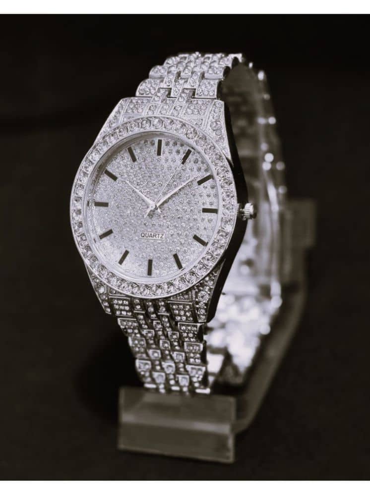 Rhonium Silver Metal Analog Men's Watch