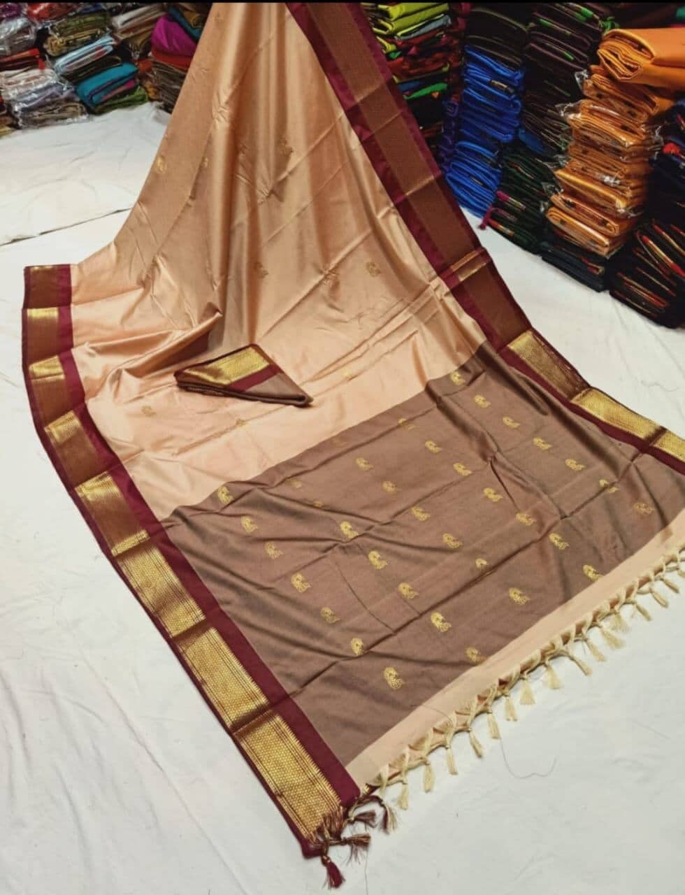 VEERAIVA Cotton Silk Woven Paithani Sarees With Stitched Blouse ( Pink ) - Sarees | Buy online on ZillyBuy