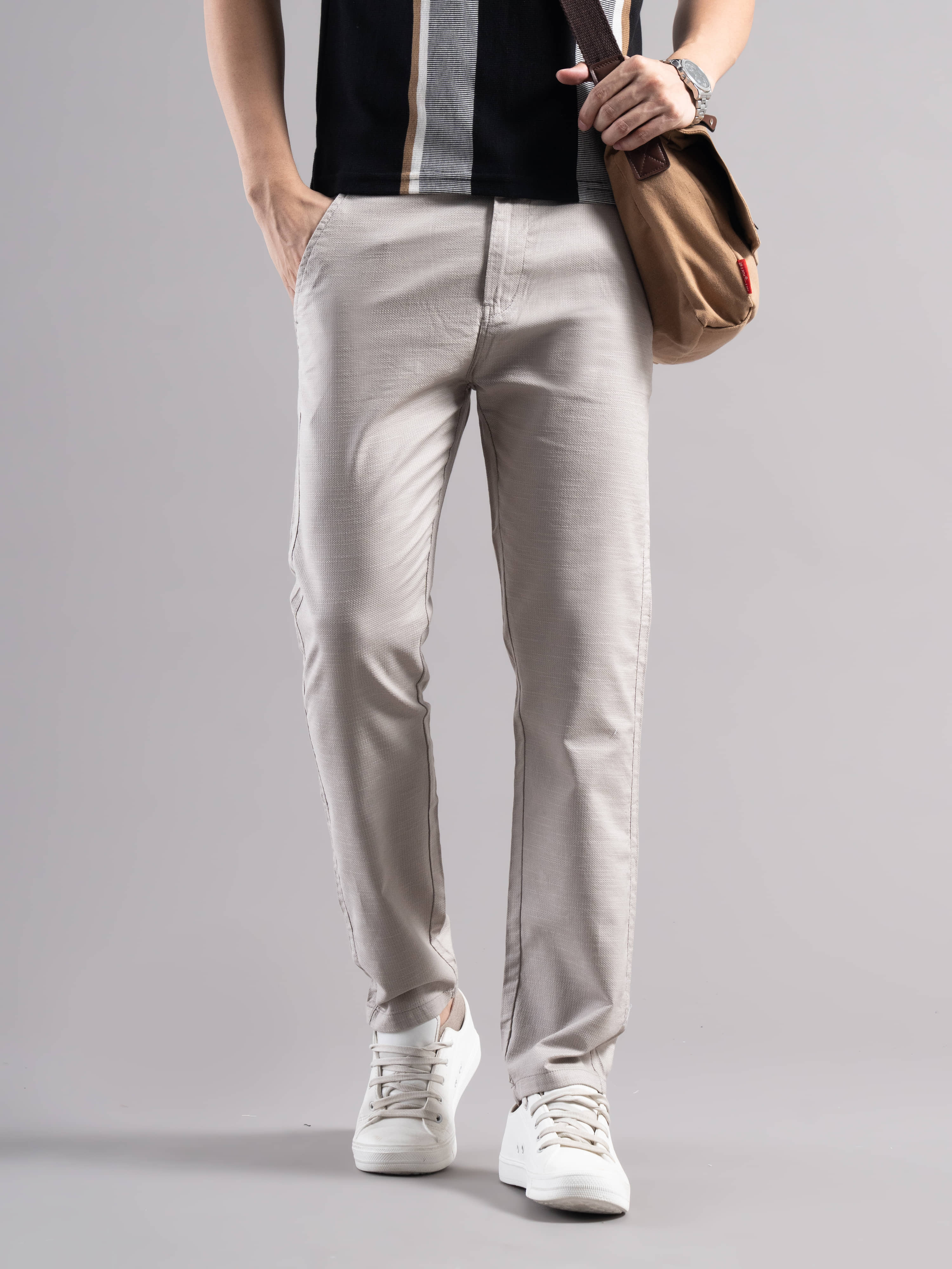 Paul Street Regular Men's Chinos - Silver ( Pack of 1 ) - Trousers | Buy online on ZillyBuy