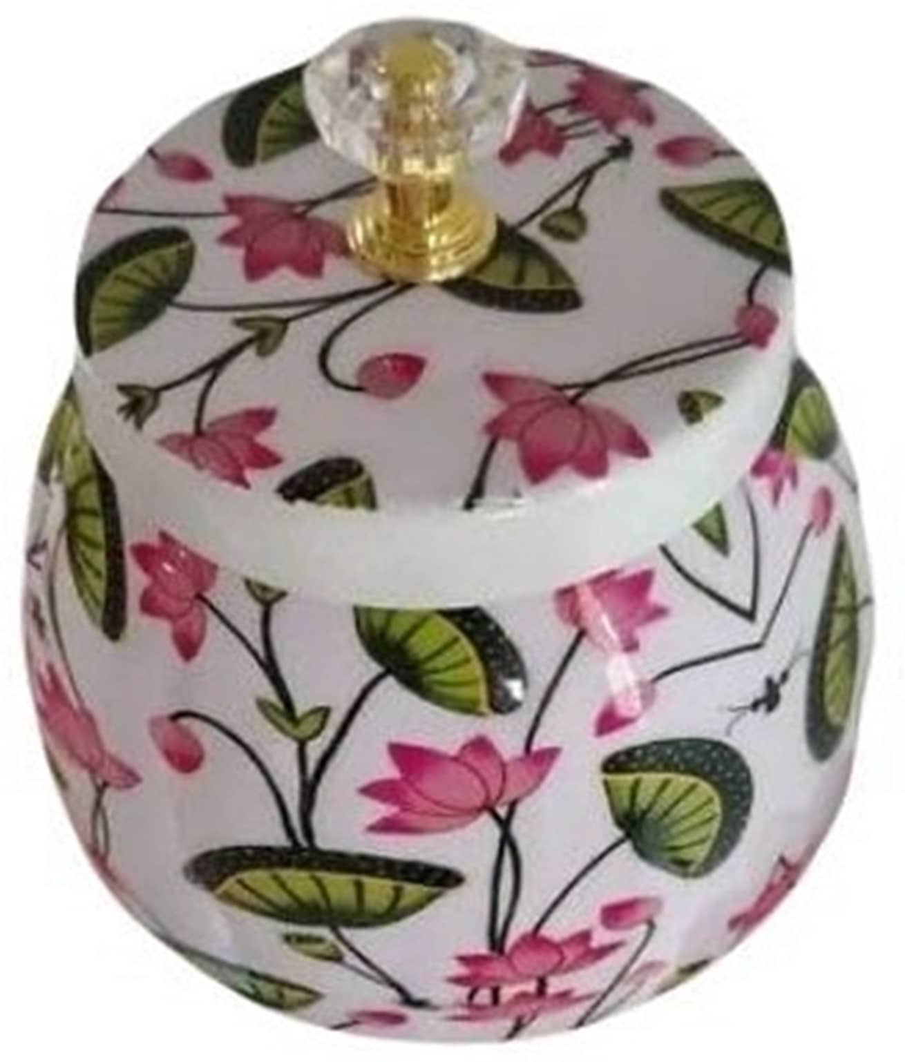 FASHION BIZZ Pichwai Jar Aluminium White Cookie Container ( Set of 1 )