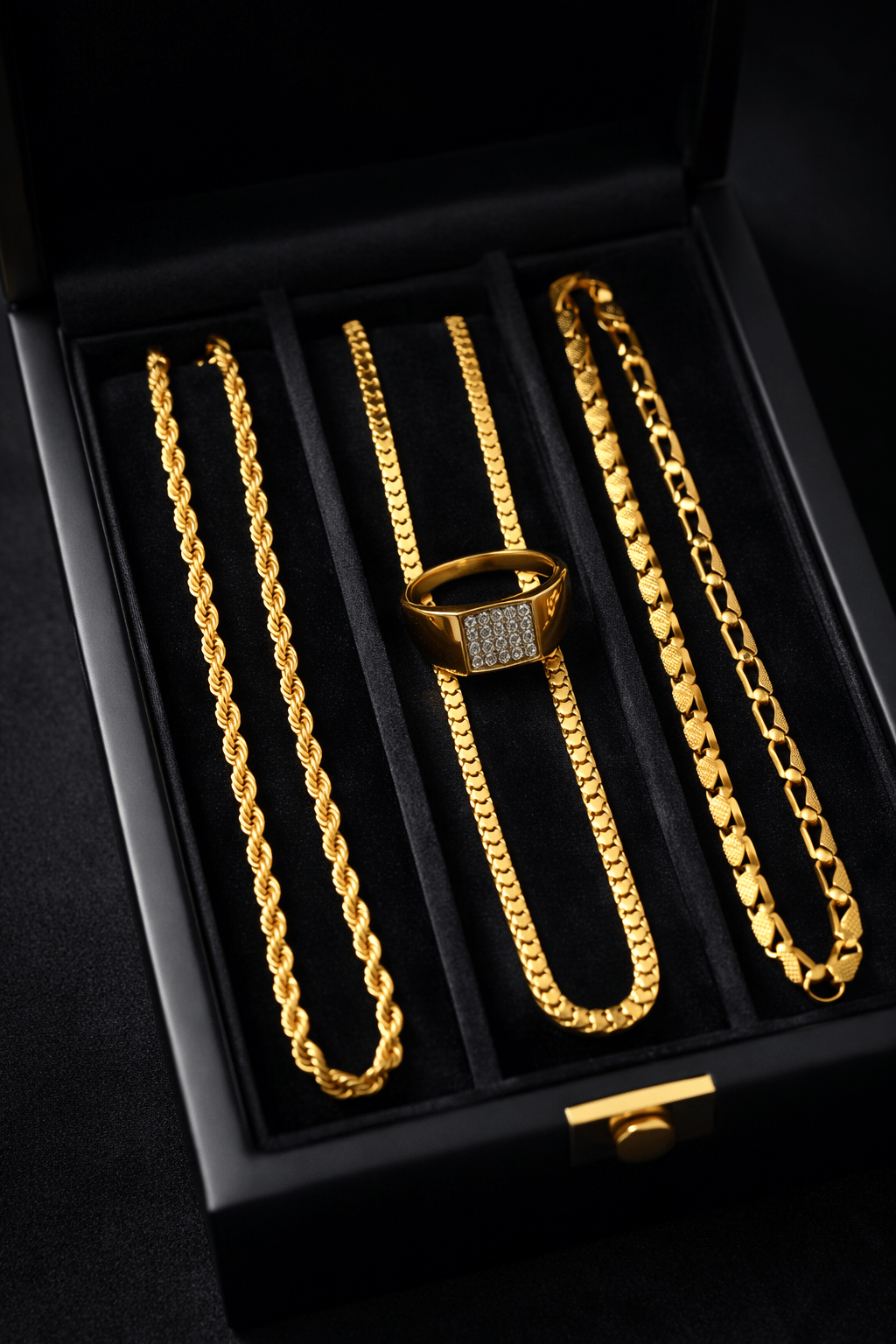 Fadiso Fashion Gold Plated Chains Combo ( Set of 4 )