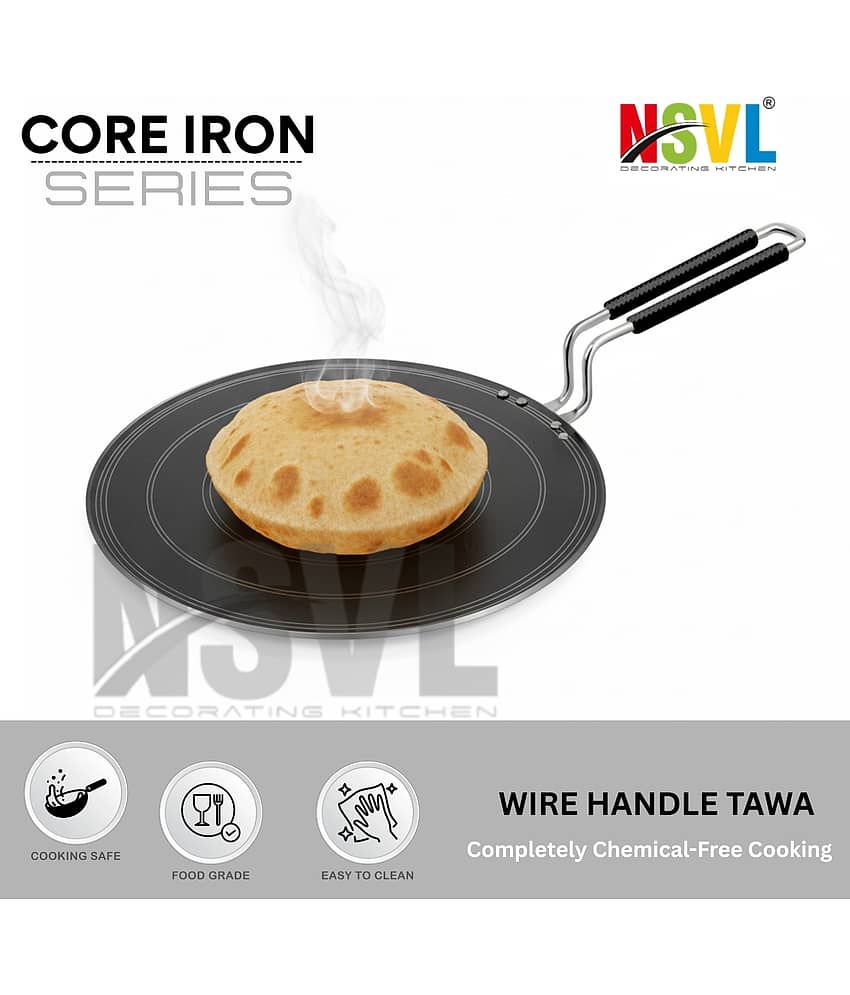 NSVL Non Coated Iron Dosa Tawa/Flat Tawa Induction Bottom Stainless Steel Handle 2 mm Thickness 25 cm Diameter - Cookware | Buy online on ZillyBuy