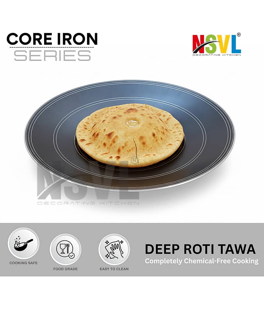 NSVL Non Coated Iron Roti Tawa Heavy Bottom Bakelite Handle 2 mm Thickness 27 cm Diameter - Cookware | Buy online on ZillyBuy