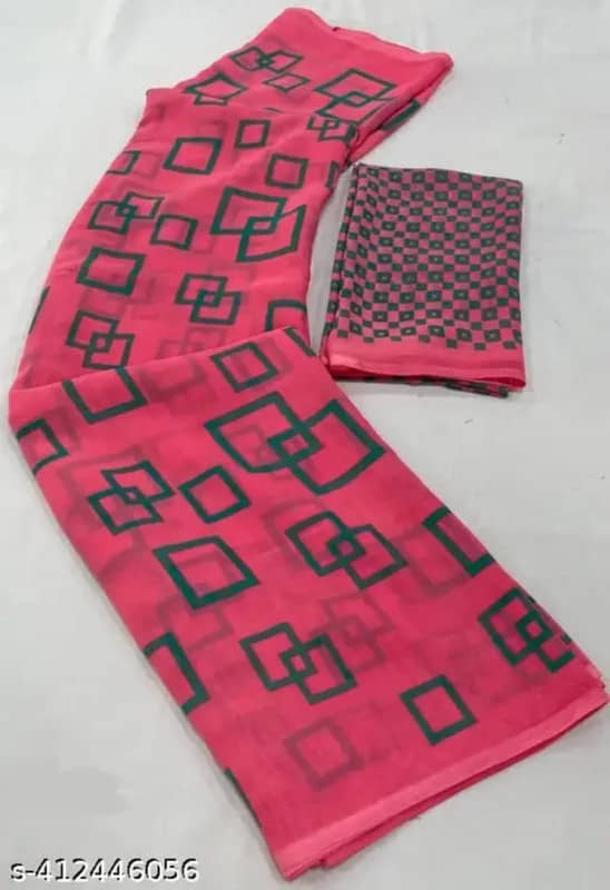 JIHANA FAB Chiffon Printed Regular Saree With Unstitched Blouse Piece ( Black ) - Sarees | Buy online on ZillyBuy