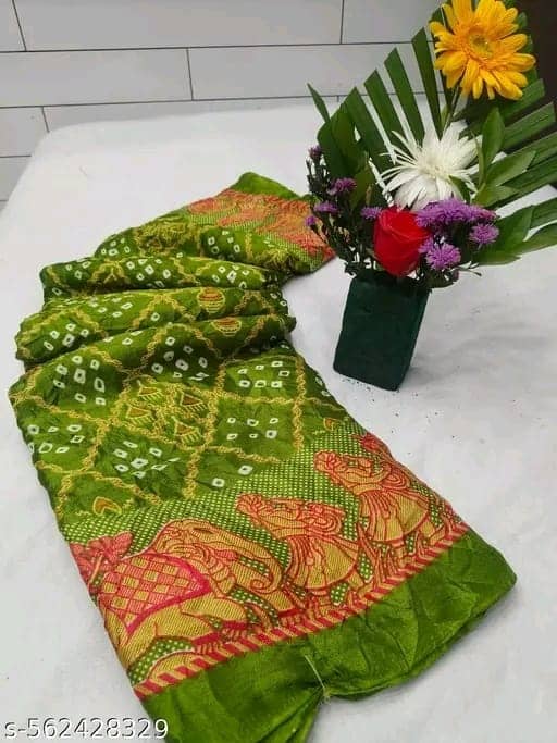 JIHANA FAB Chiffon Printed Regular Saree With Unstitched Blouse Piece ( Blue ) - Sarees | Buy online on ZillyBuy