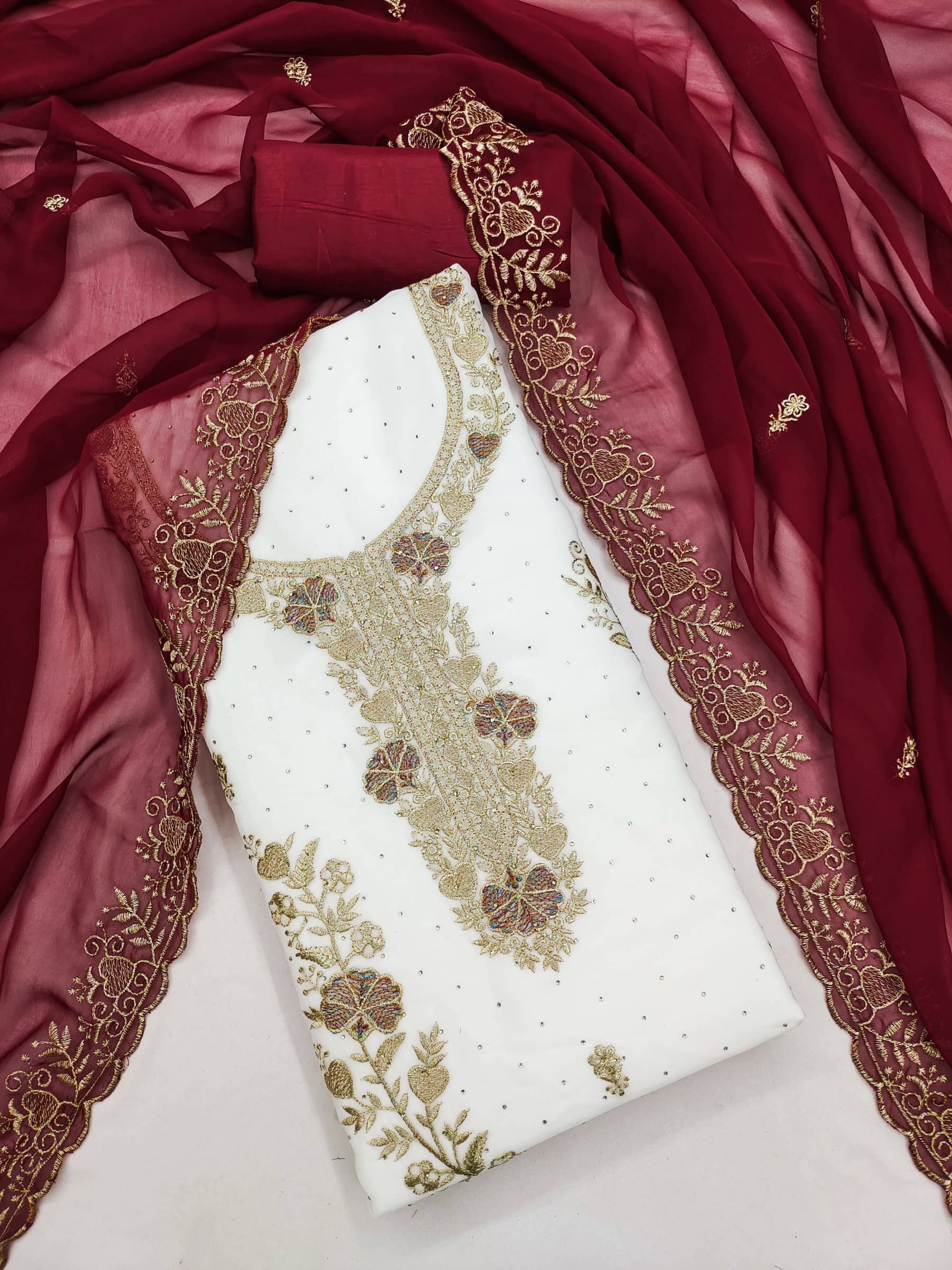 Rangtulika Ethnics Women's Georgette Unstitched Salwar Suit - Unstitched Fabrics | Buy online on ZillyBuy
