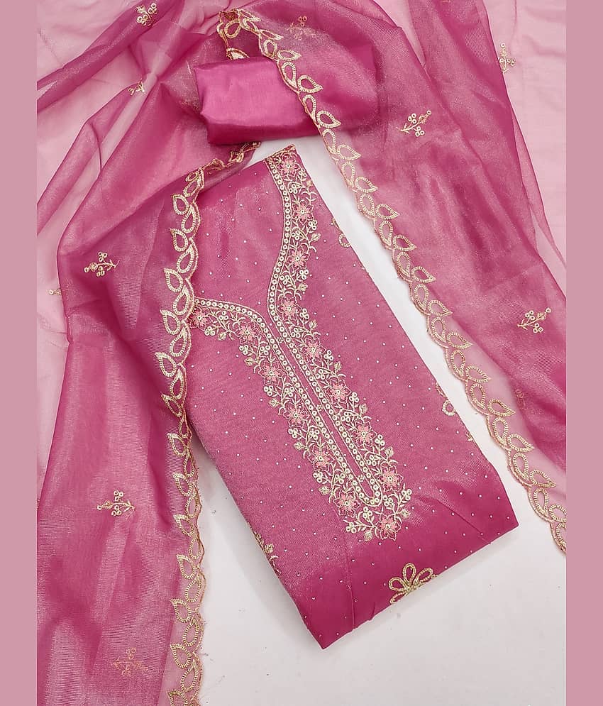 Rangtulika Ethnics Women's Organza Unstitched Salwar Suit - Unstitched Fabrics | Buy online on ZillyBuy