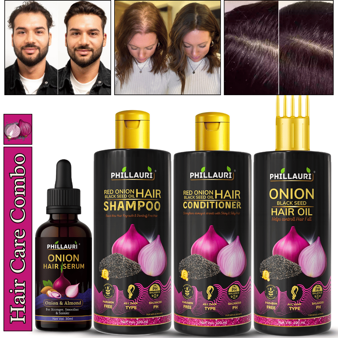 Red Onion Black Seed Complete Hair Routine Combo Shampoo Conditioner Oil Serum