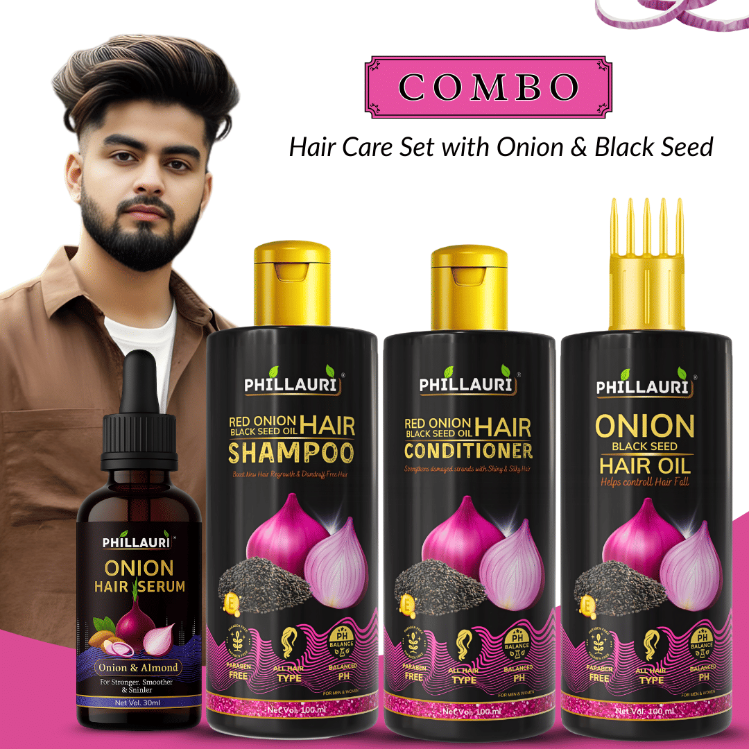 Red Onion & Black Seed Hair Smoothness Combo Shampoo Oil Conditioner Serum Kit