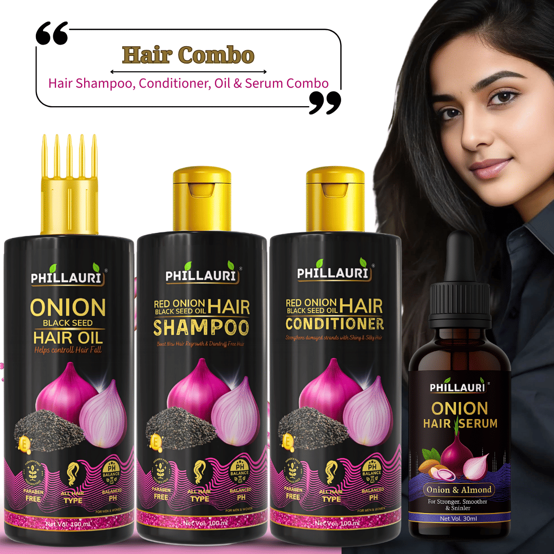Red Onion & Black Seed Hair Smoothness Combo Shampoo Oil Conditioner Serum Kit