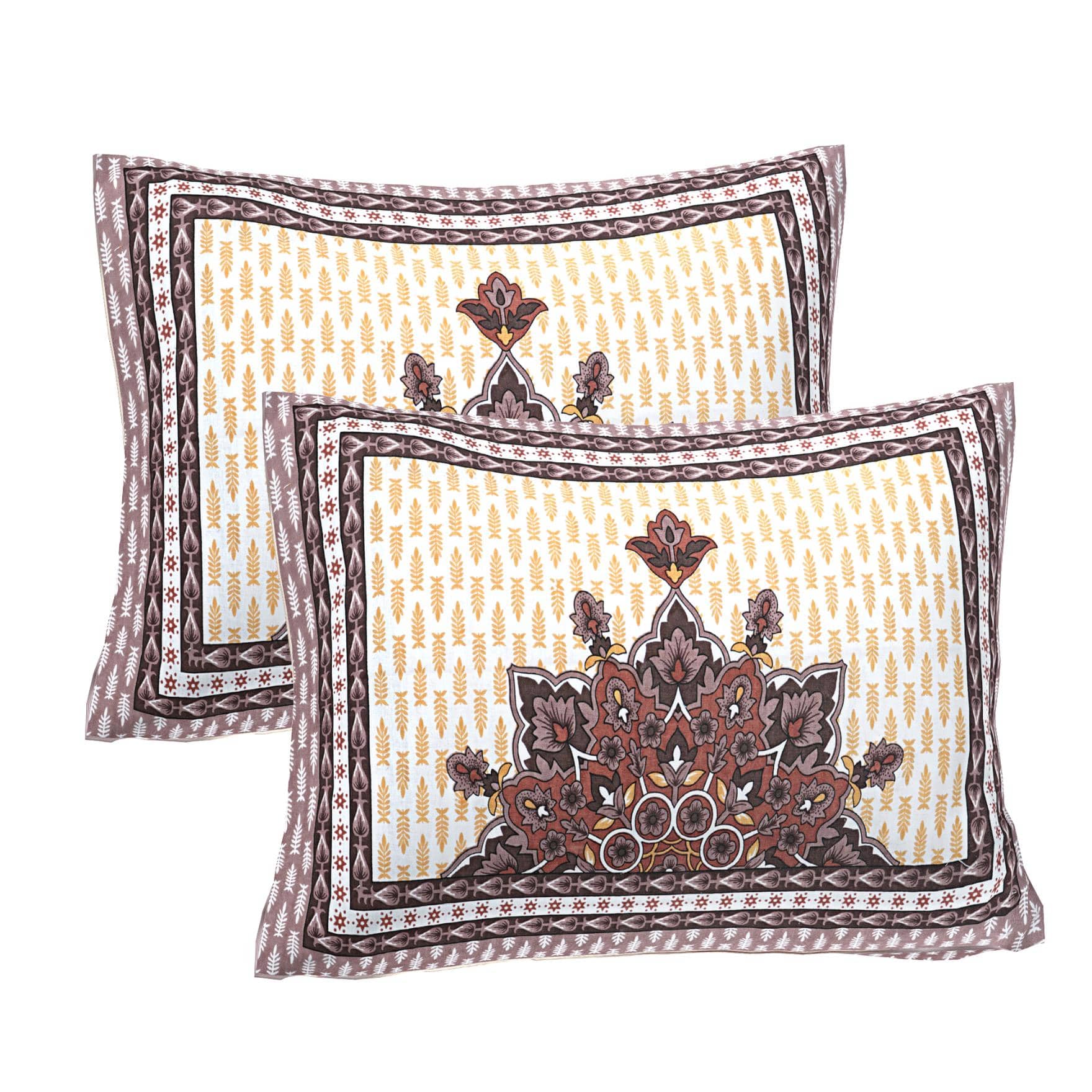 AJ Home - Pack of 2 Cotton Abstract Standard Size Pillow Cover ( 71.12 cm(28) x 45.72 cm(18) ) - Brown
