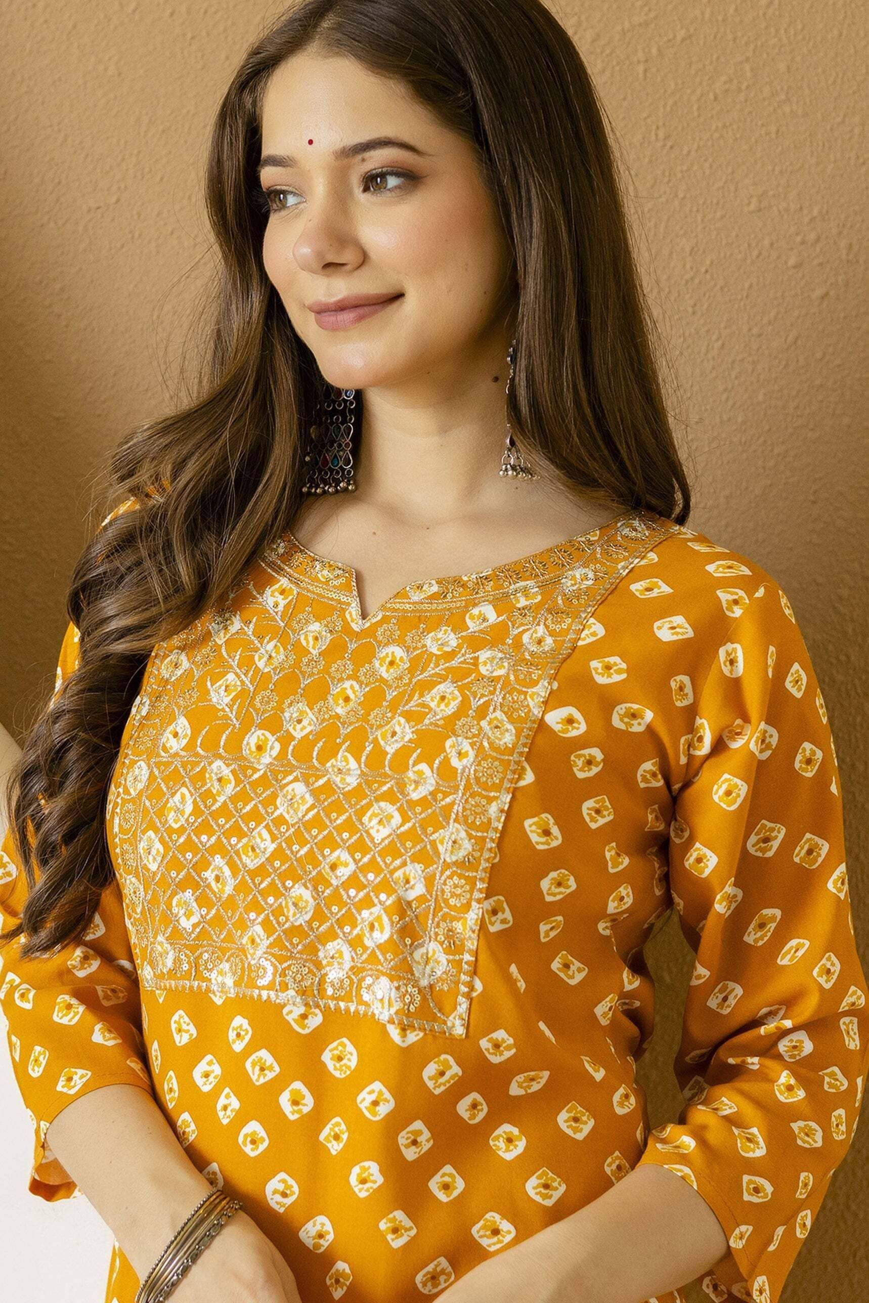 Kapadia Women Cotton Blend Embroidered Straight Kurti ( Orange ) - Kurtis, Tunics | Buy online on ZillyBuy