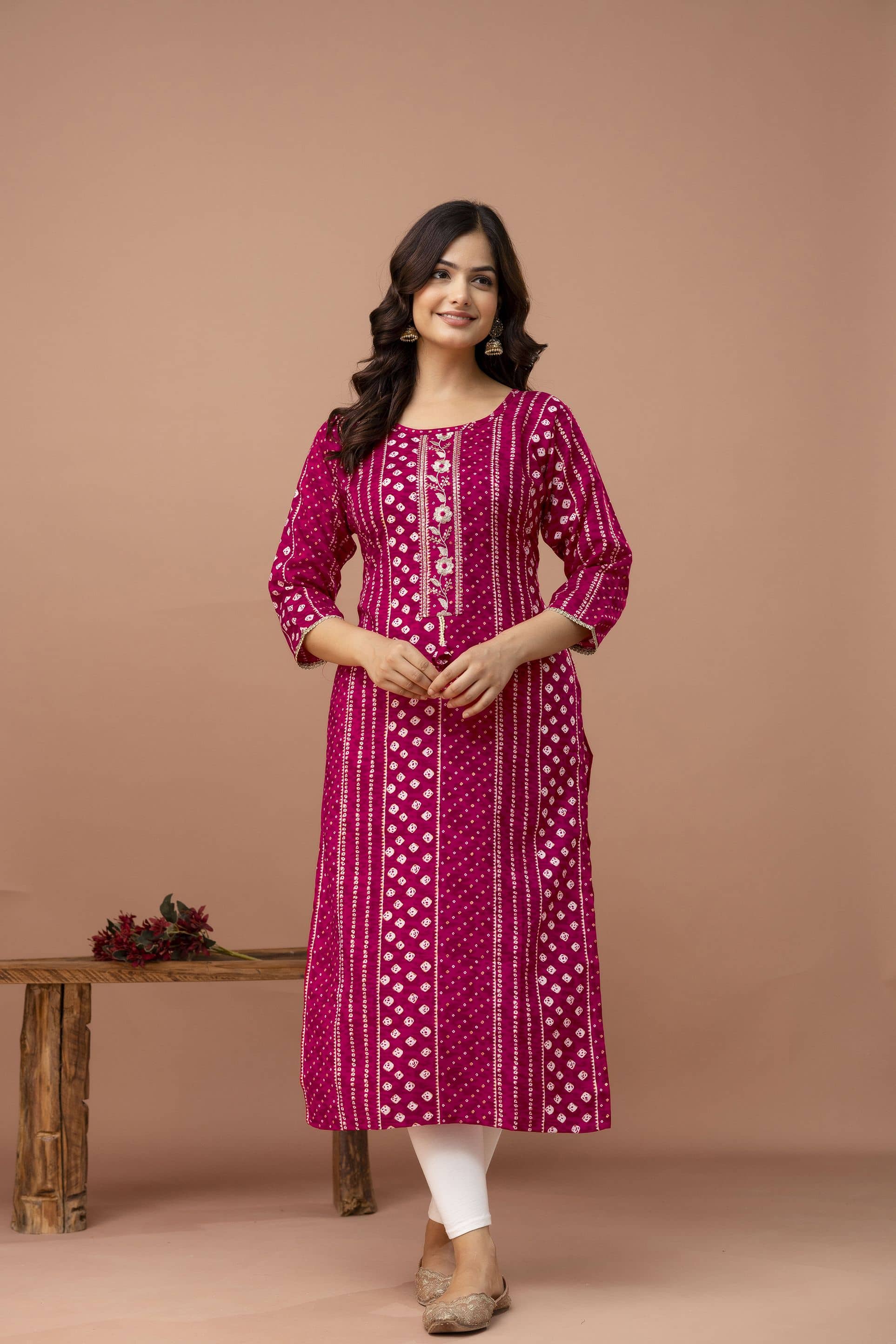 Kapadia Women Cotton Blend Printed Straight Kurti ( Pink ) - Kurtis, Tunics | Buy online on ZillyBuy