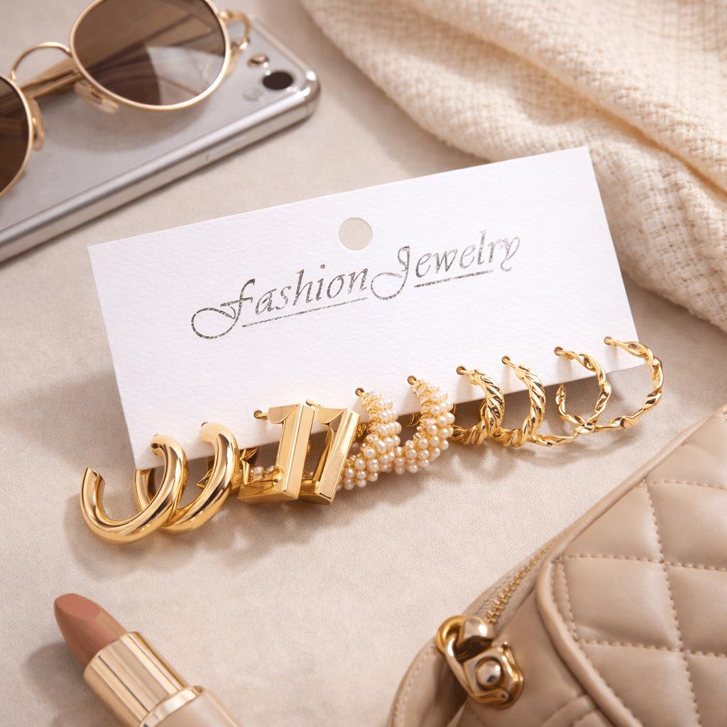 Rhosyn Gold Hoops Earrings ( Pack of 1 ) - Earrings | Buy online on ZillyBuy