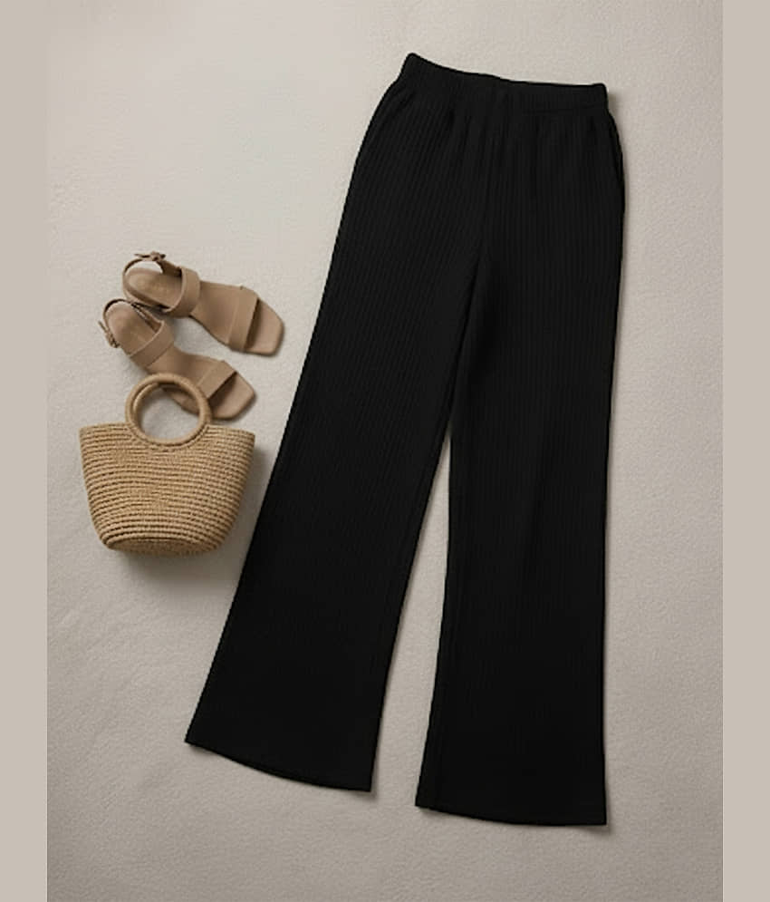 DE TRENDZ Women Cotton Blend Wide Leg Trousers ( Black ) - Trousers | Buy online on ZillyBuy
