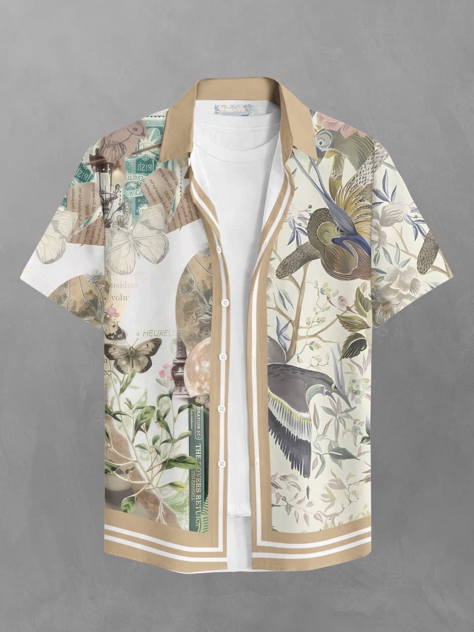 BULLMER Trendy Regular Fit Printed Half Sleeve Shirt for Men Khaki