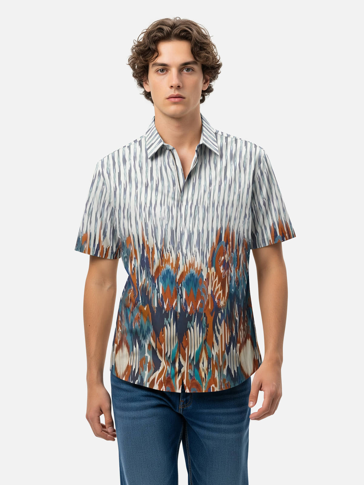 BULLMER Cotton Blend Regular Fit Printed Half Sleeves Men's Casual Shirt - Beige ( Pack of 1 )