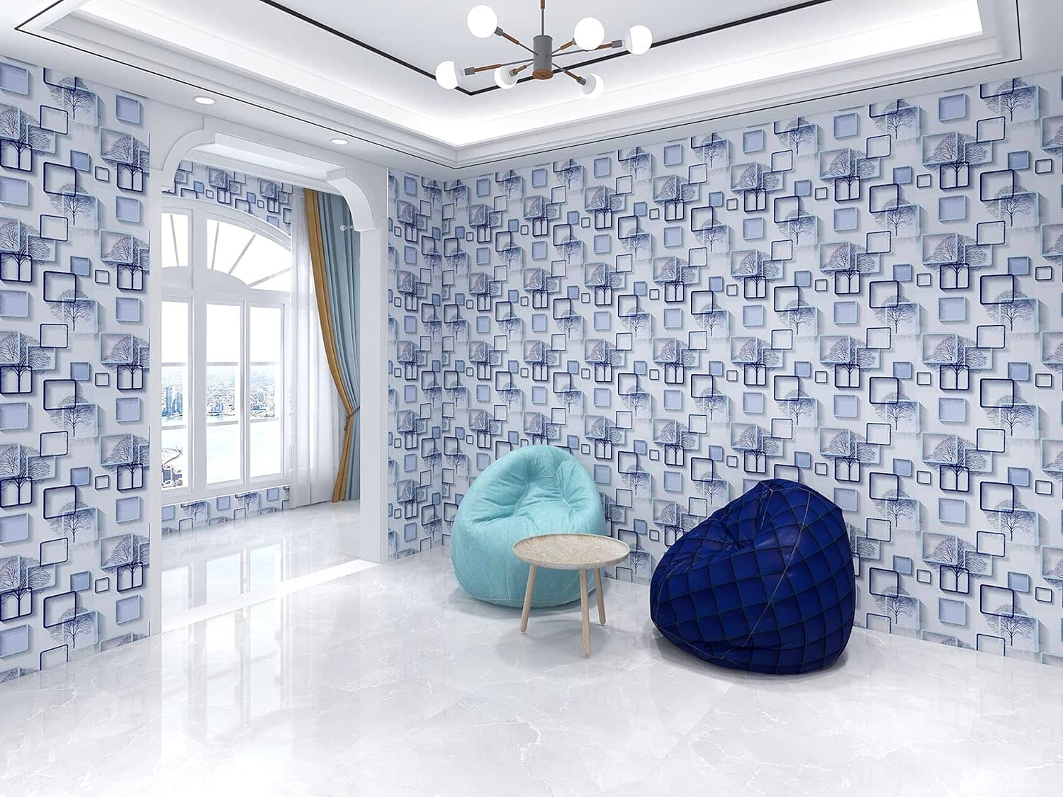 KRAMOX Wallpaper Design 3D Frames PVC DIY Self Adhesive Wall Stickers DIY Decal | Vinyl Stain-Resistant Peel and Stick Contact Paper | Waterproof Wallpaper for Home Furniture Kitchen Platform