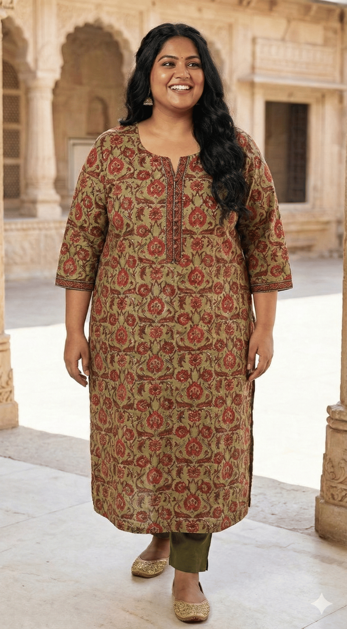 Swasti Women Cotton Printed Straight Kurti ( Rust ) - Kurtis, Tunics | Buy online on ZillyBuy
