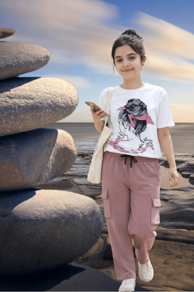 TarrenT HunT Pack of 1 Girls Cotton Blend T-shirt & Pants ( Pink )