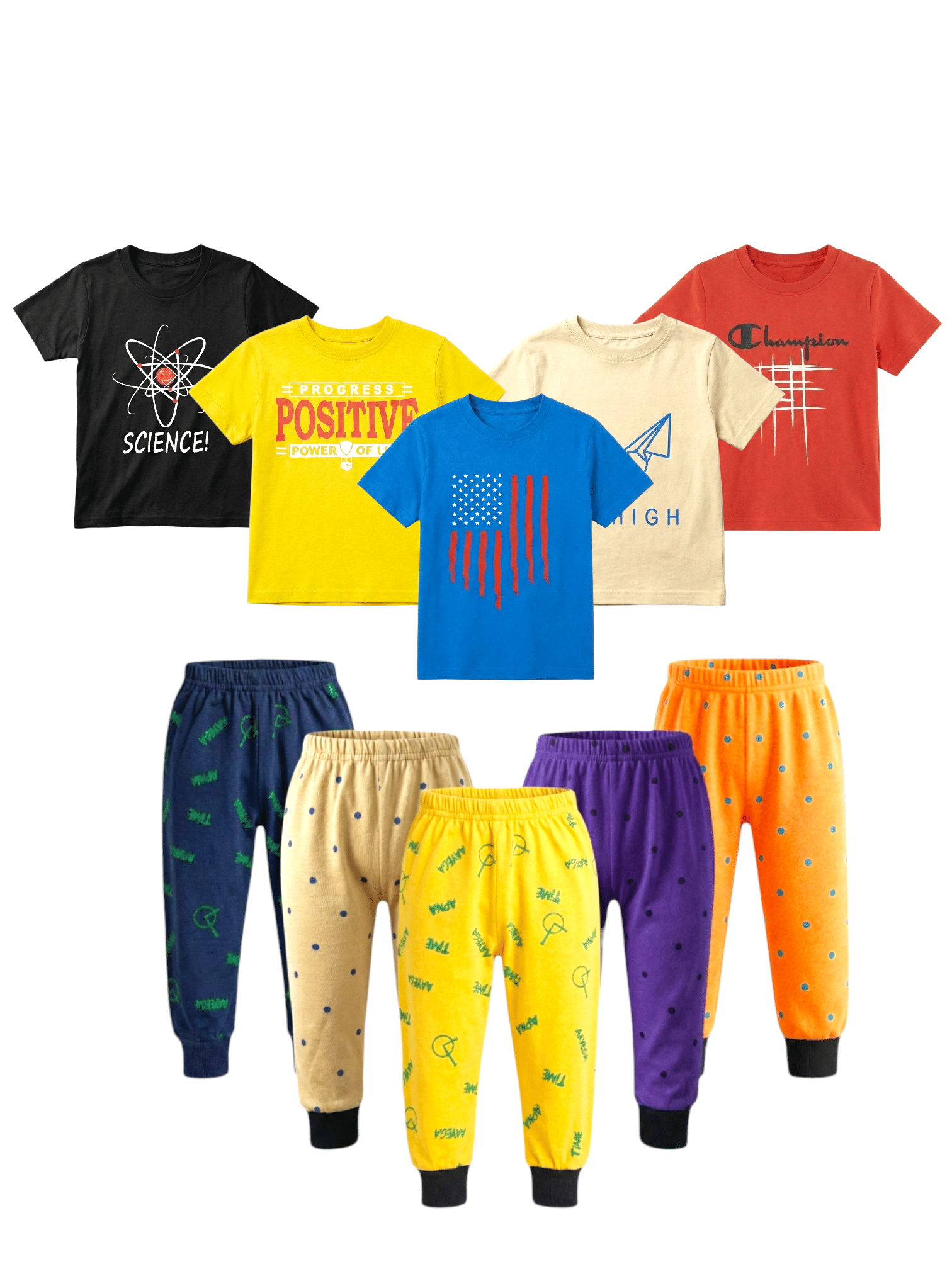 FANCY WEAR Pack of 5 Boys Cotton Blend T-Shirt & Pants Set ( Multicolor )